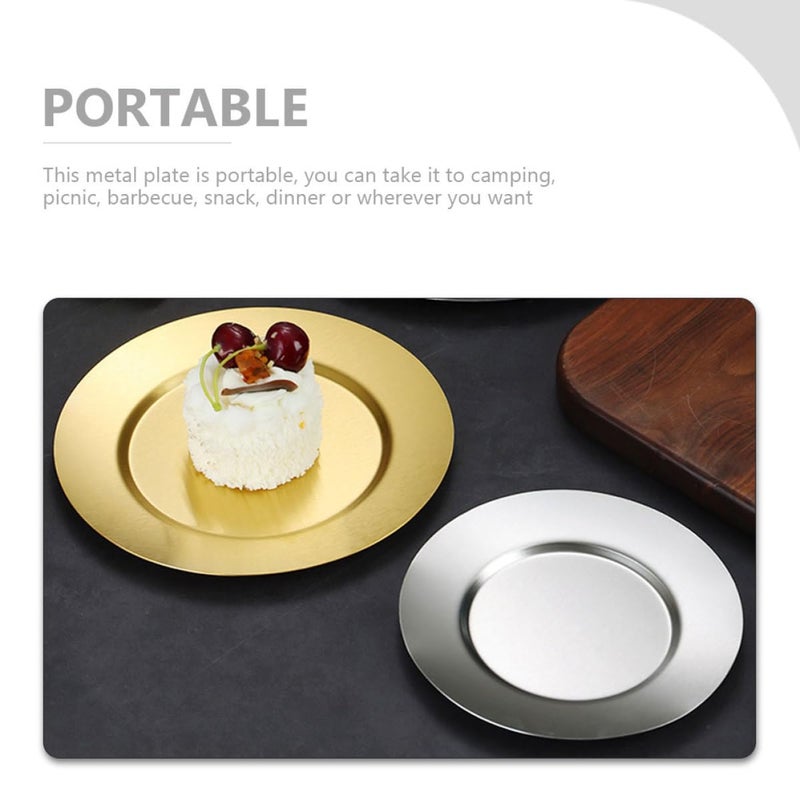 Stainless Steel Round Serving Plate 18cm Shallow Dish for Dessert Food Camping Outdoor BBQ Home Use - Image 4
