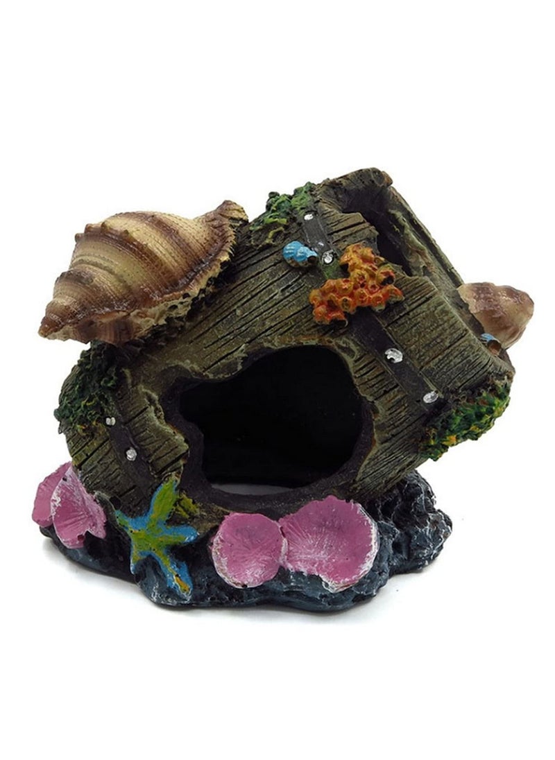 Generic Broken Barrel Aquarium Decorations Resin for Fish Tank Aquarium Ornament Hidden Hut Cave Broken Barrel  - Image 2