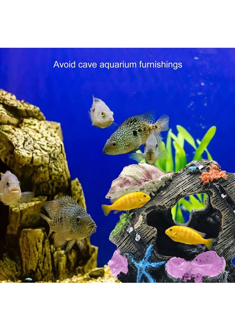 Generic Broken Barrel Aquarium Decorations Resin for Fish Tank Aquarium Ornament Hidden Hut Cave Broken Barrel  - Image 4