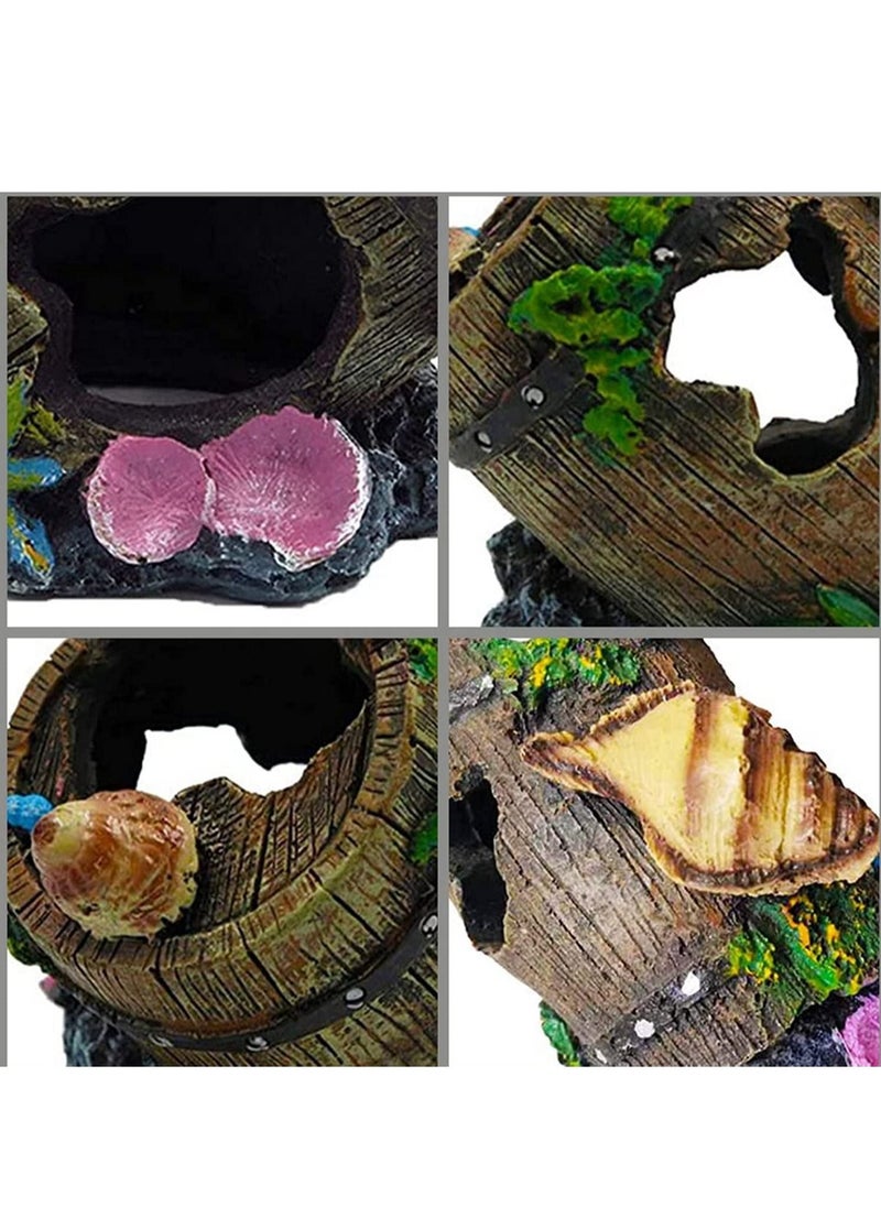 Generic Broken Barrel Aquarium Decorations Resin for Fish Tank Aquarium Ornament Hidden Hut Cave Broken Barrel  - Image 3