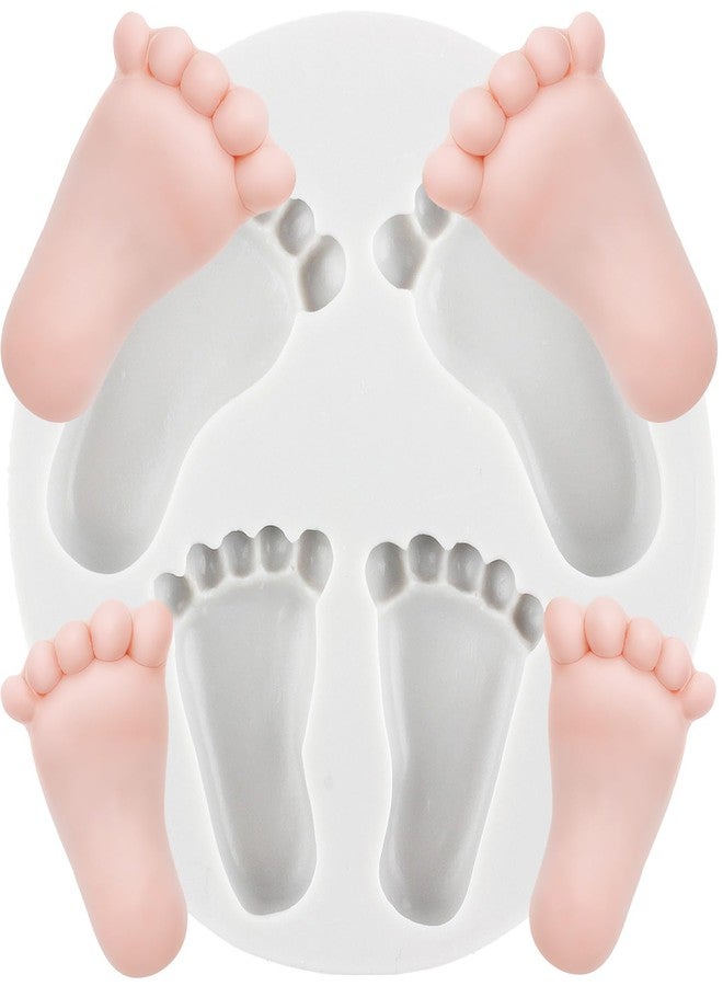 YANQINMS Baby Foot Fondant Mold Baby Foot Print Silicone Mold For Baby Shower Cake Decoration Cupcake Topper Gum Paste Candy Chocolate Polymer Clay - Image 1