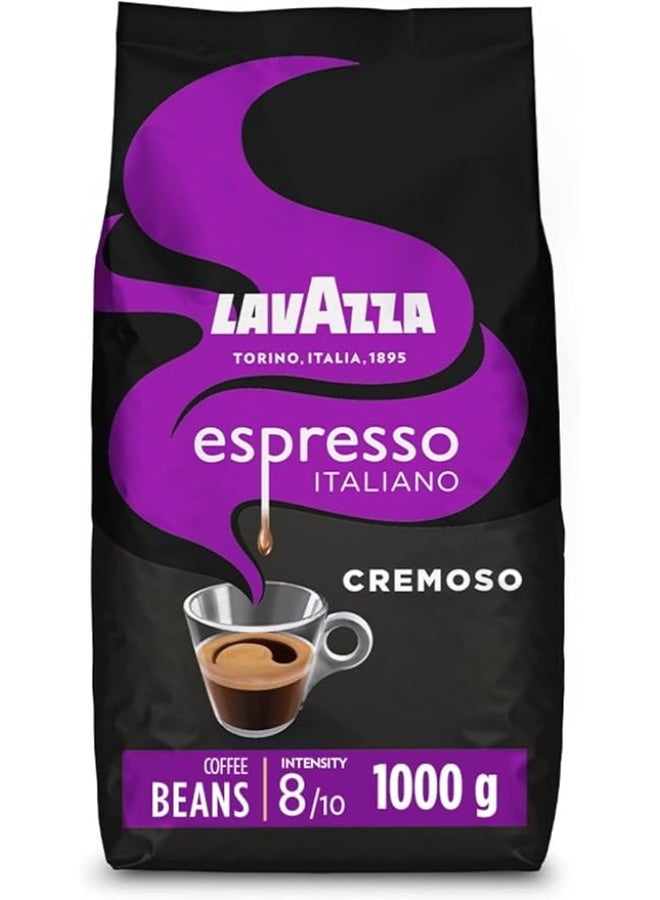 Lavazza Espresso Italiano Cremoso Coffee Beans Medium Roast Intensity 8-1 Kg Pack
