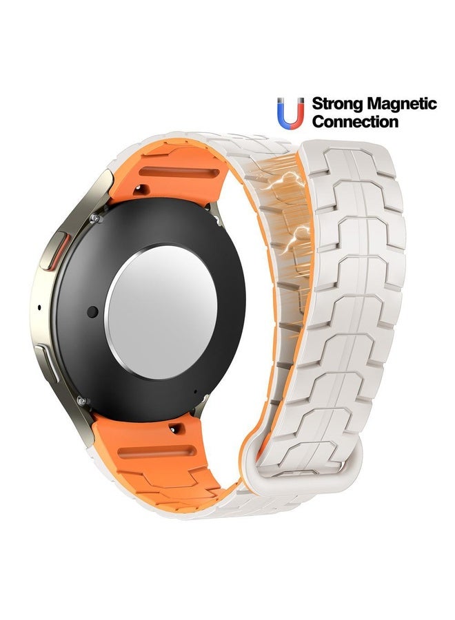 BURAQ For Samsung Galaxy Watch 7 / 6 / 5 Magnetic Silicone Watch Band(Starlight+Orange) - Image 3