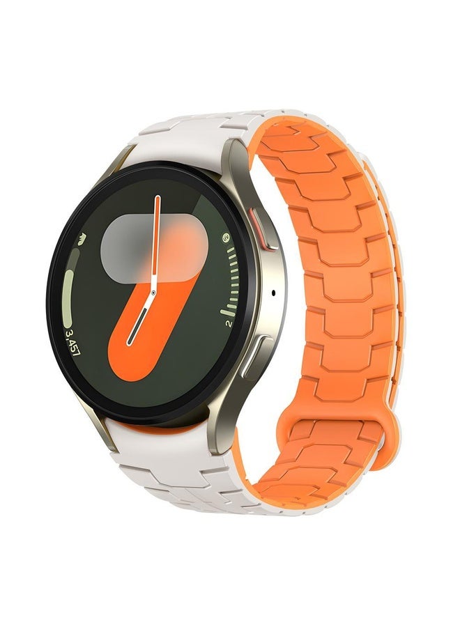 BURAQ For Samsung Galaxy Watch 7 / 6 / 5 Magnetic Silicone Watch Band(Starlight+Orange) - Image 1