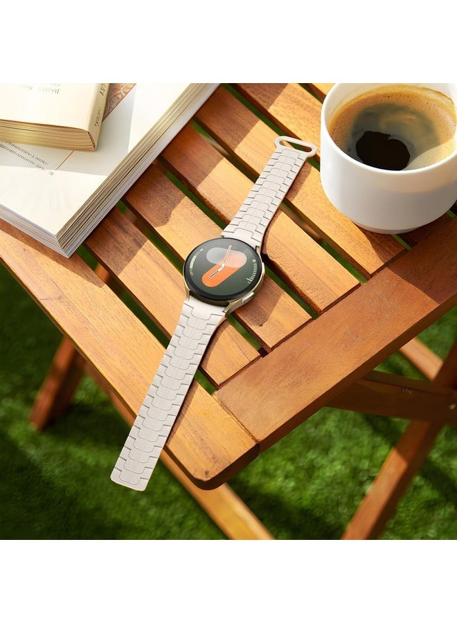 BURAQ For Samsung Galaxy Watch 7 / 6 / 5 Magnetic Silicone Watch Band(Starlight+Orange) - Image 5