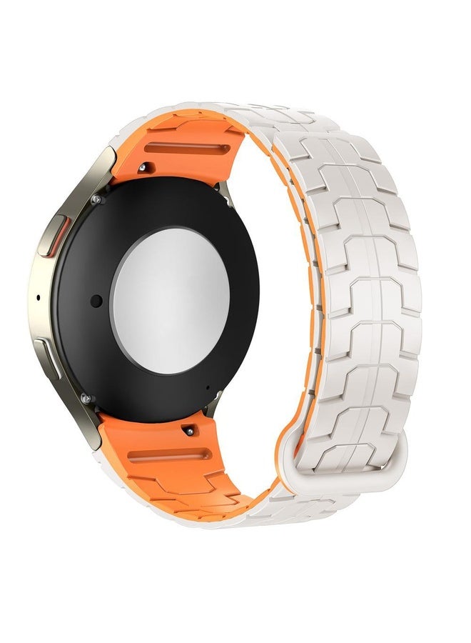 BURAQ For Samsung Galaxy Watch 7 / 6 / 5 Magnetic Silicone Watch Band(Starlight+Orange) - Image 2