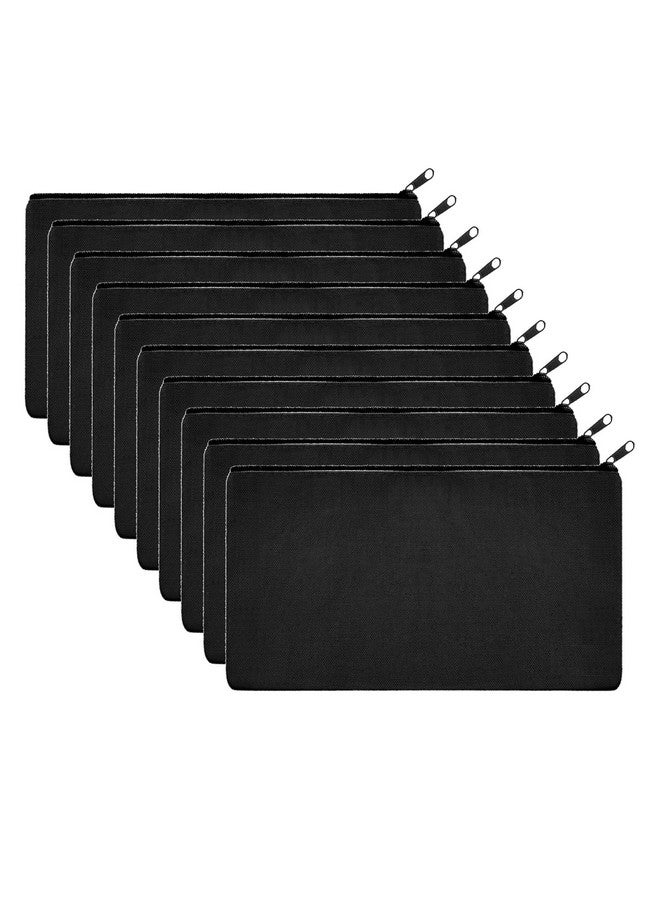 ليفي حقيبة فارغة من القماش للمكياج مع سحاب، 10 قطع DIY Craft Craft، حقيبة أقلام رصاص متعددة الأغراض، حقيبة مستحضرات تجميل من القماش القطني، حقيبة مستحضرات تجميل للسفر - (أسود (10 قطع)) - Image 1