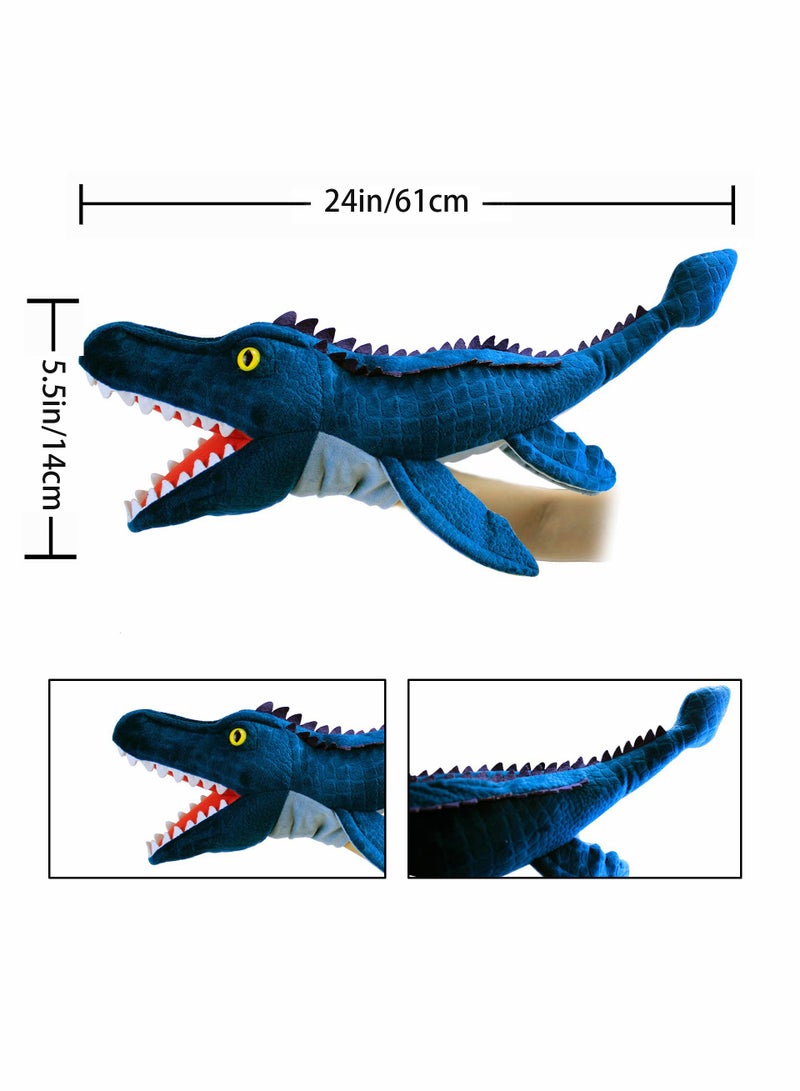 Cute Soft Plush Dinosaur Hand Puppets for Kids, Movable Mouth Mosasaurus Toy, Perfect Birthday Gift for Creative Role Play - Image 2