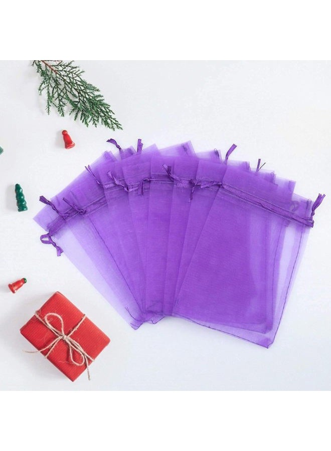 ANZNKU 50 Pack Organza Bags 4 x 6 inch Premium Sheer Drawstring Favor Bags for Candy Jewelry Party Wedding Christmas Favor Gift Bags (Purple) - Image 2