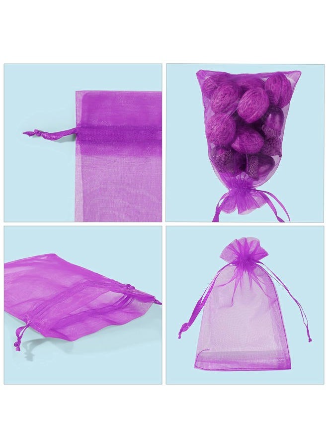 ANZNKU 50 Pack Organza Bags 4 x 6 inch Premium Sheer Drawstring Favor Bags for Candy Jewelry Party Wedding Christmas Favor Gift Bags (Purple) - Image 5