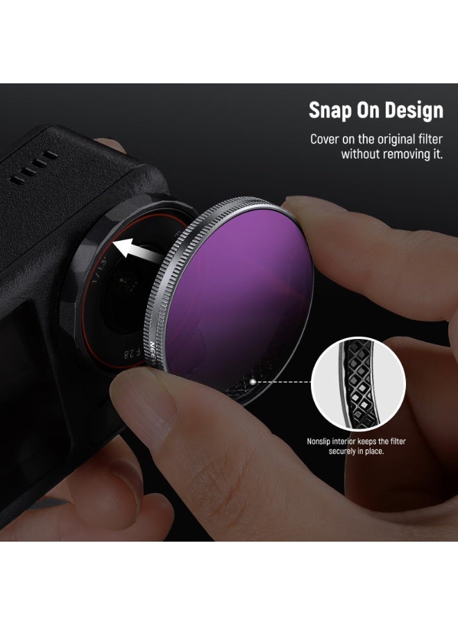 مجموعة فلاتر ND قابلة للتركيب السريع متوافقة مع كاميرات DJI Osmo Action 3/4/5 Pro، عبوة من 4 فلاتر ND8+ND16+ND32+CPL، فلاتر كثافة محايدة مستقطبة لكاميرات الحركة، زجاج بصري عالي الدقة متعدد الطبقات، FL-A76 - Image 3