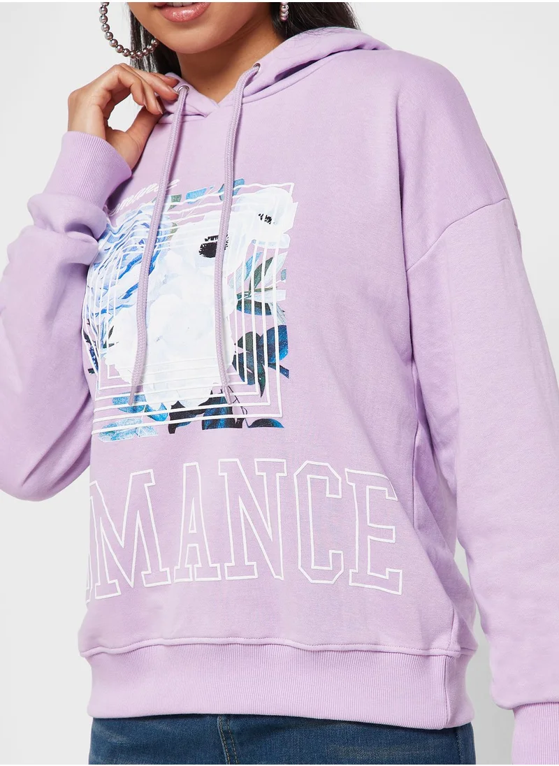 Ginger Graphic Puff Print Hoodie