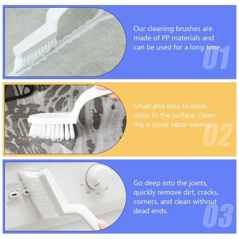 Hard Bristle Cleaning Brush Set 5PCS White For Kitchen Crevice Tile Grout Windows - Image 4