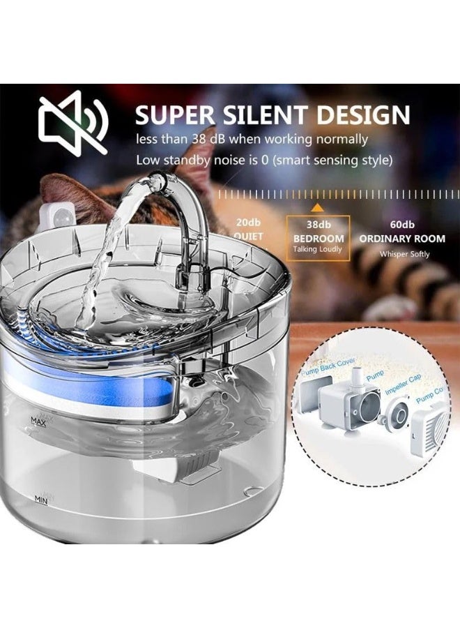 GTSOL Cat Water Fountain, Smart Automatic Drinking Dispenser with Ultra-Quiet Pump & Filters, Auto Power-Off, Ideal for Indoor Cats, Transparent Cat Water Fountain - Image 2