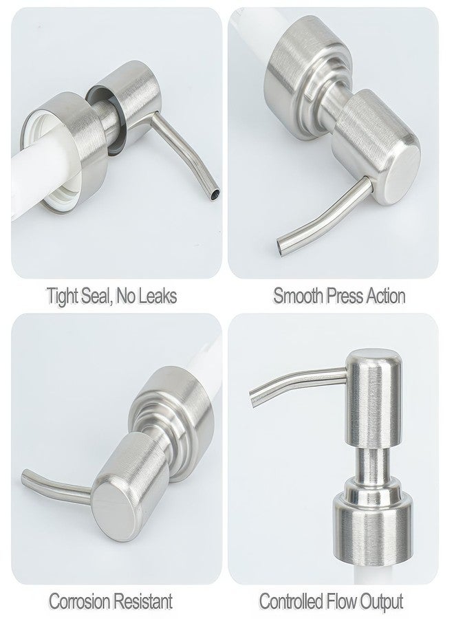Kingrol 4-Pack Stainless Steel Soap Dispenser Pumps Replacement for 28/400 Neck Bottles - Brushed Nickel Finish, Durable, Leak-Proof, Fits Most Bottles - Image 3