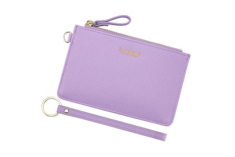 Aiyo Nice Women Slim RFID Card Case Holder Wristlet Zip ID Case Wallet Small Leather Wallet Coin Purse with Keychain (Lilac) - Image 1