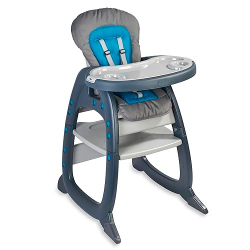 Badger Basket Envee II Convertible Baby High Chair with Infant Feeding Seat, Booster Seat, and Toddler Desk Tray and Cushion - Charcoal/Teal - Image 4