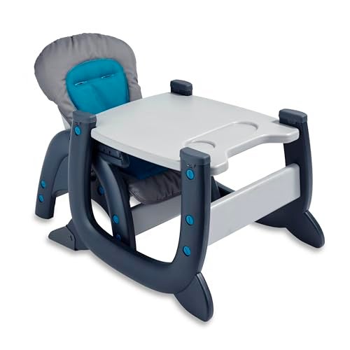 Badger Basket Envee II Convertible Baby High Chair with Infant Feeding Seat, Booster Seat, and Toddler Desk Tray and Cushion - Charcoal/Teal - Image 5