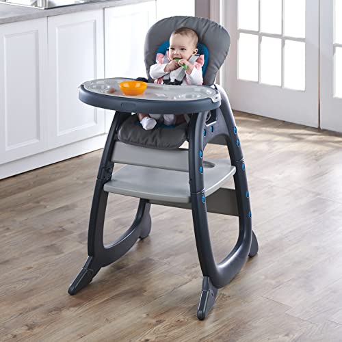 Badger Basket Envee II Convertible Baby High Chair with Infant Feeding Seat, Booster Seat, and Toddler Desk Tray and Cushion - Charcoal/Teal - Image 2