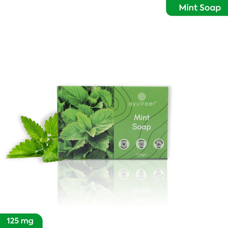 Ayuveer Mint Soap, Fresh & Clear Skin, 100% Natural, For All Skin Type, 125 G - Image 4