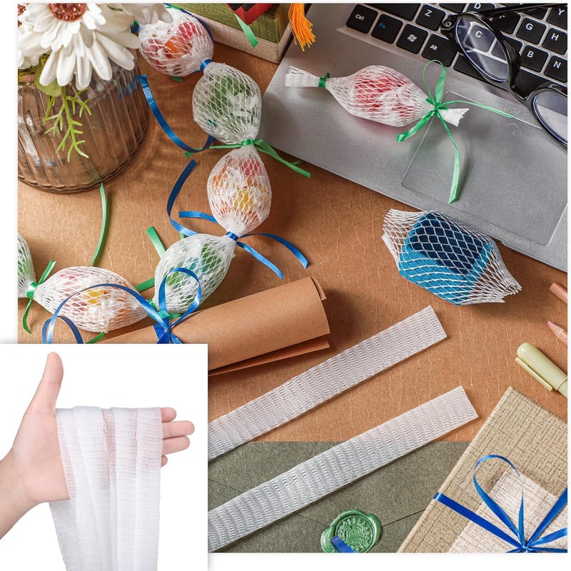 Shappy Shappy Graduation Candy Lei Netting Tubing Bags 2 Rolls 66 ft Blue Green Graduation Ribbons Candy Dessert Filler Ribbon Making Kit for Graduate Gifts Hawaiian Graduation Wedding Party Supplies  - Image 5
