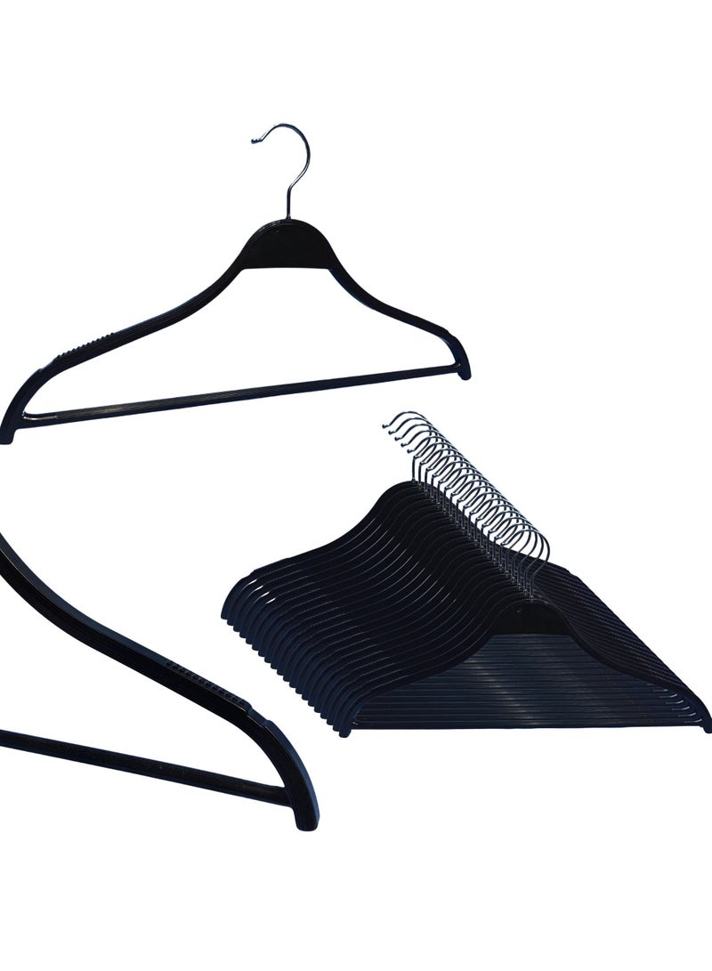 ORTUK 12pcs Strong Plastic Hangers Non Slip Notched Shoulder, Clothes Hangers Detachable Metal Hook, Shirt Hangers 360° Rotatable Swivel Hook, Wardrobe Hangers for Pants, Jacket, Trousers, Closet - 39x22 cm - Image 1