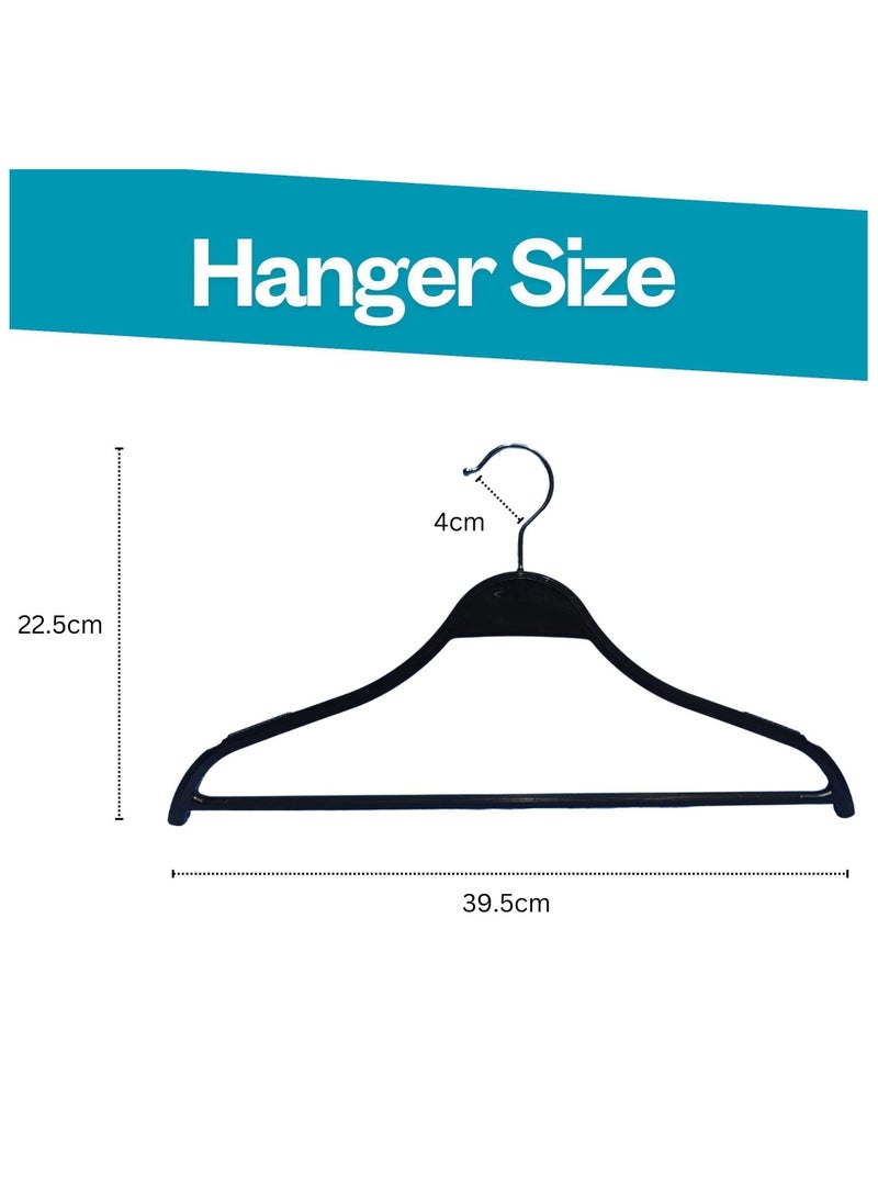 ORTUK 12pcs Strong Plastic Hangers Non Slip Notched Shoulder, Clothes Hangers Detachable Metal Hook, Shirt Hangers 360° Rotatable Swivel Hook, Wardrobe Hangers for Pants, Jacket, Trousers, Closet - 39x22 cm - Image 2