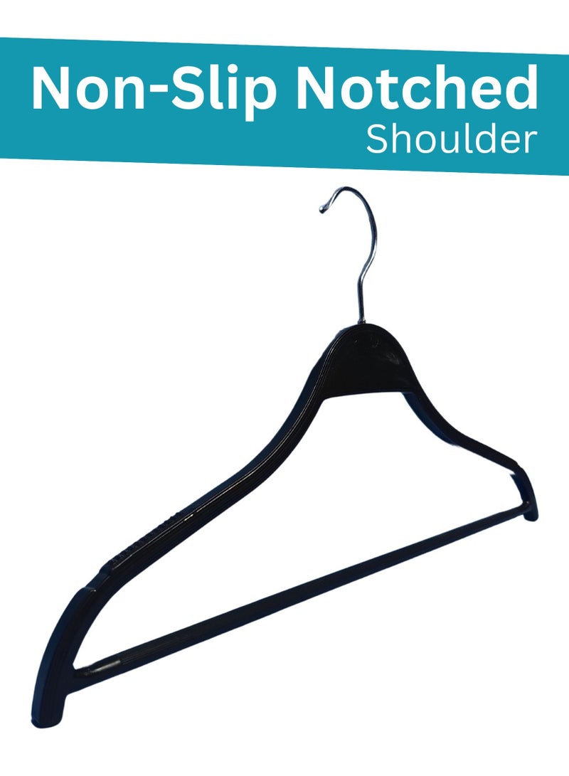 ORTUK 12pcs Strong Plastic Hangers Non Slip Notched Shoulder, Clothes Hangers Detachable Metal Hook, Shirt Hangers 360° Rotatable Swivel Hook, Wardrobe Hangers for Pants, Jacket, Trousers, Closet - 39x22 cm - Image 4