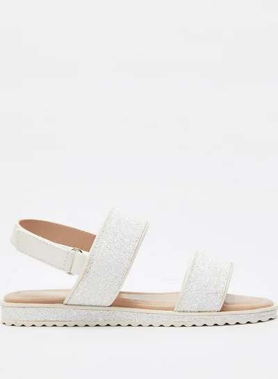 Little Missy Embellished Flat Sandals with Hook and Loop Closure