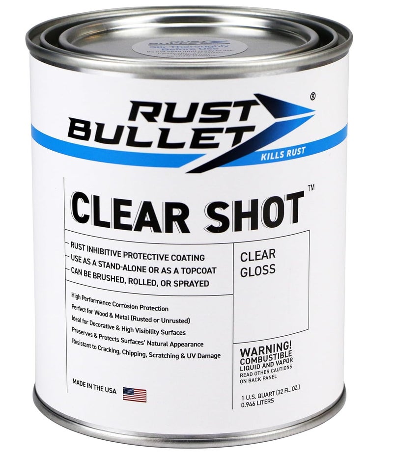 Clear Shot - Clear Gloss - 1 Quart - Clear Coat for Automotive, Wood, & Metal Projects, UV Resistant Coating Won't Crack, Chip, Peel or Yellow