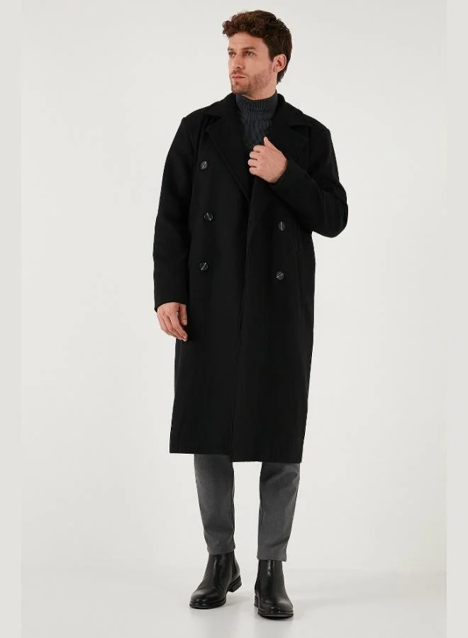Buratti  Buratti Loose Fit Double Breasted Collar Long Lined Cashmere Coat Men's COAT 681003 for Men | Best Price UAE