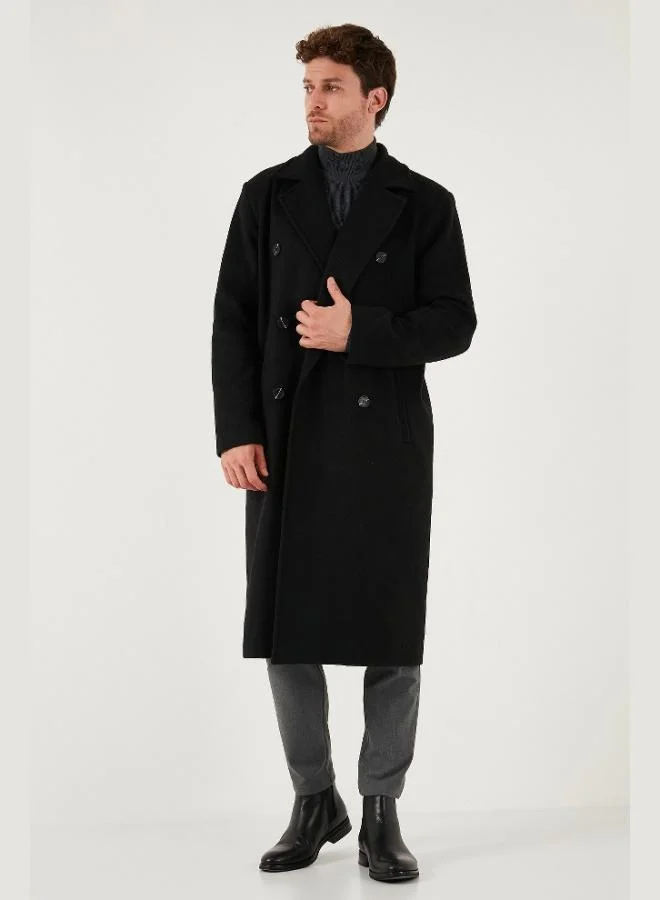 Buratti  Buratti Loose Fit Double Breasted Collar Long Lined Cashmere Coat Men's COAT 681003 for Men | Best Price UAE