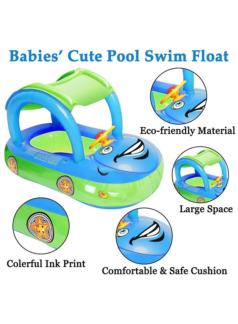 ZERIFAM Baby Swimming Float, Car Inflatable Baby Float Ring with Canopy for Toddler Infant Boys Girls Pool Floaties Cute Boat Summer Beach Outdoor Play  - Image 5