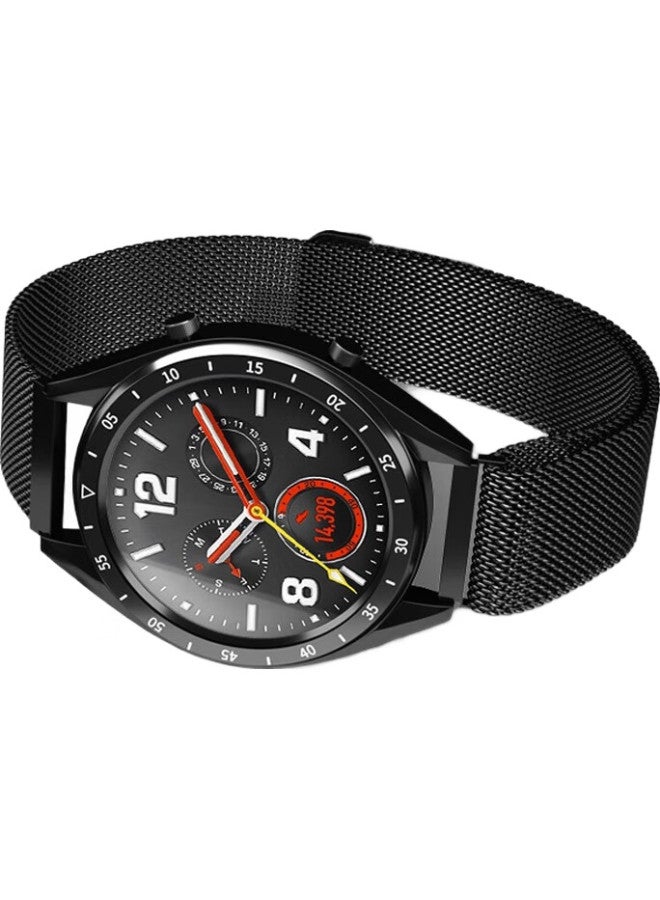 MAIKUQI Compatible With Huawei Watch Bands For Watch4/3/Gt3/2/1/Pro, Milan Steel Strap, Black, Magnetic Clasp, Universal 22Mm Diameter For 46/48Mm Watch Faces - Image 3