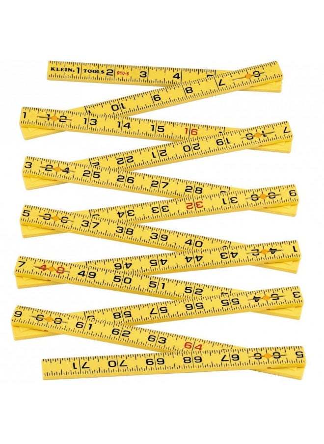 Klein Tools - Klein Tools 910-6 Folding Ruler 6-Foot, Durable Fiberglass, Inside Reading - Image 1