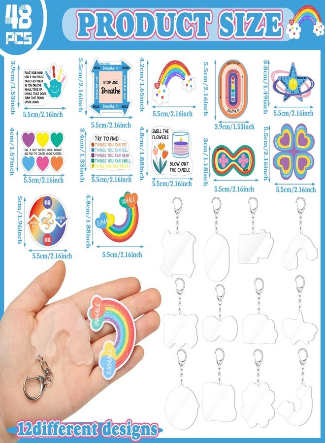 Ecation 48 Pcs Anxiety Sensory Stickers Keychain Kit Includes 36 Sensory Stickers 12 Anxiety Relief Keychains for Stress Relief Office Desk Family Adults Men Women - Image 2