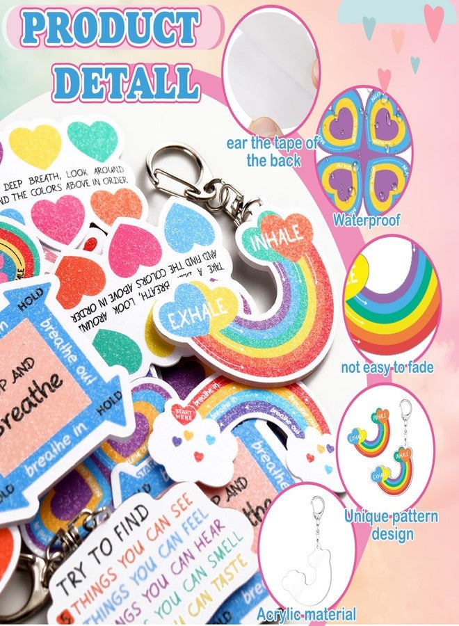 Ecation 48 Pcs Anxiety Sensory Stickers Keychain Kit Includes 36 Sensory Stickers 12 Anxiety Relief Keychains for Stress Relief Office Desk Family Adults Men Women - Image 3