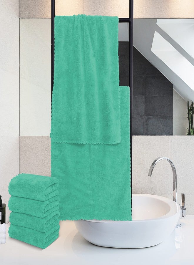 MOONQUEEN 6 Pack Premium Hand Towels - Quick Drying - Microfiber Coral Velvet Highly Absorbent Towels - Multipurpose Use as Hotel, Bathroom, Shower, Spa, Hand Towel 16 x 28 inches (Aqua Green) - Image 3