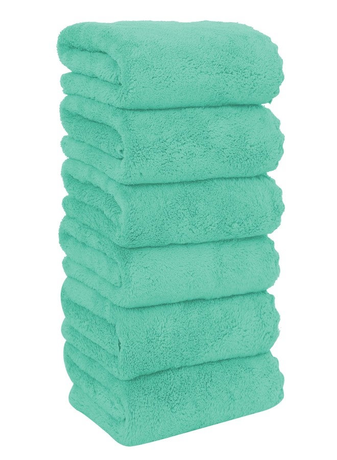 MOONQUEEN 6 Pack Premium Hand Towels - Quick Drying - Microfiber Coral Velvet Highly Absorbent Towels - Multipurpose Use as Hotel, Bathroom, Shower, Spa, Hand Towel 16 x 28 inches (Aqua Green) - Image 1