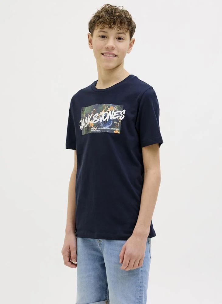 جاك وجونز جونيور Kids Logo Crew Neck T-Shirt