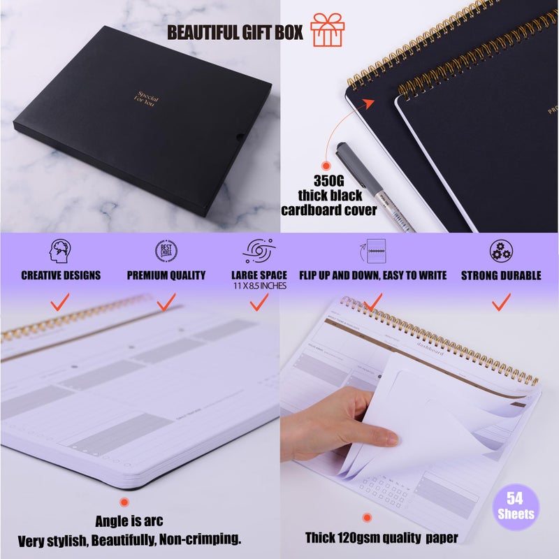 ZERONE CENTRE Productivity Weekly Planner - 54 Sheets Dashboard Spiral Deskpad Has 6 Focus Areas to List Tasks for Goals, Projects, Clients, Academic, or Shopping-Organize Your Daily Work Efficiently - Image 5