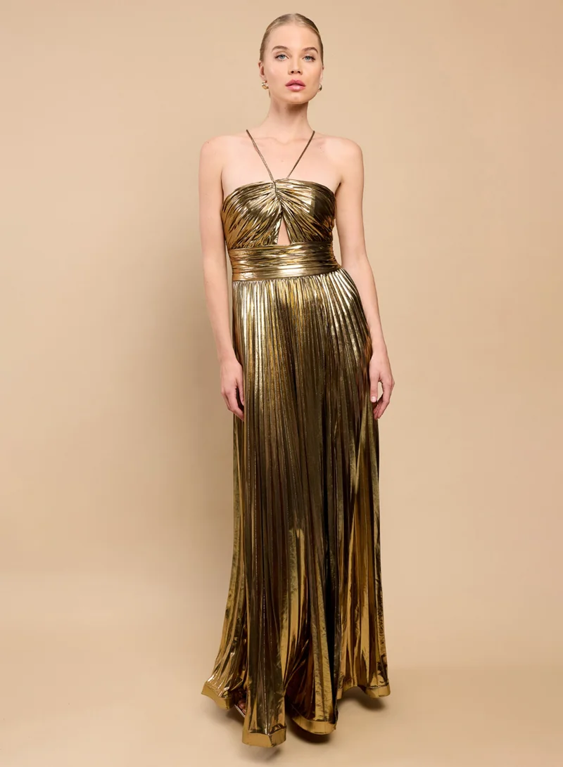 Little Mistress Front Cutout Back Tie Maxi Dress