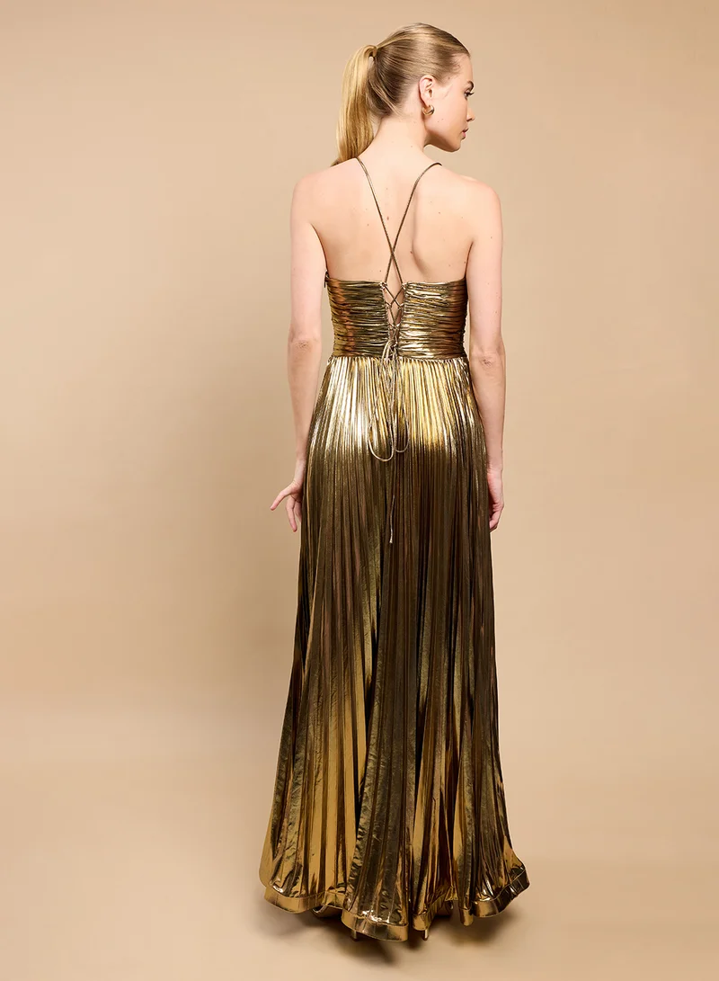 Little Mistress Front Cutout Back Tie Maxi Dress
