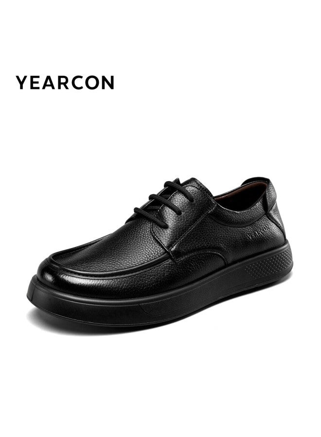 YEARCON Yierkang Men's Shoes, Sheepskin Lace-up Business Casual Leather Shoes, Soft Sole And Upper Dad Shoes, 59748w, Black, Size 39 - Image 2