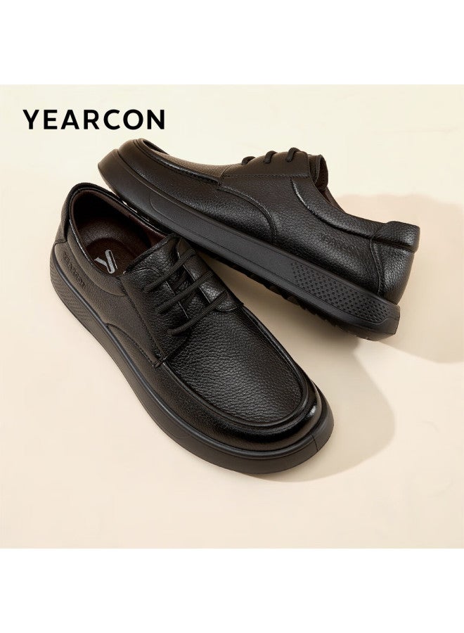YEARCON Yierkang Men's Shoes, Sheepskin Lace-up Business Casual Leather Shoes, Soft Sole And Upper Dad Shoes, 59748w, Black, Size 39 - Image 1