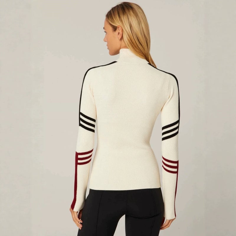 Women's Half Zip High Neck Jacquard Knit Sweater - Image 3