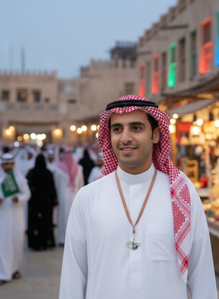 بريميم قلادة تذكارية للرجال بمناسبة اليوم الوطني السعودي - تصميم مستوحى من التراث الوطني السعودي - Image 2