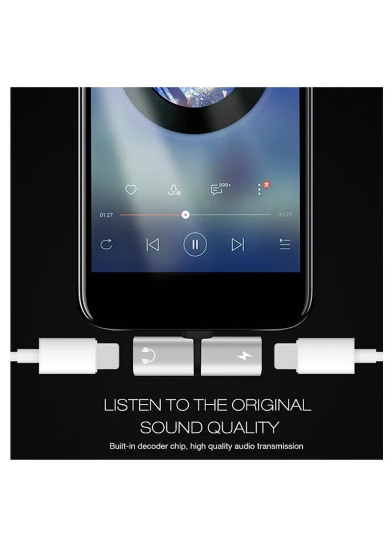 1-To-2 Splitter Dual Port Charger Audio Adapter Lighting For iPhone, Multi color