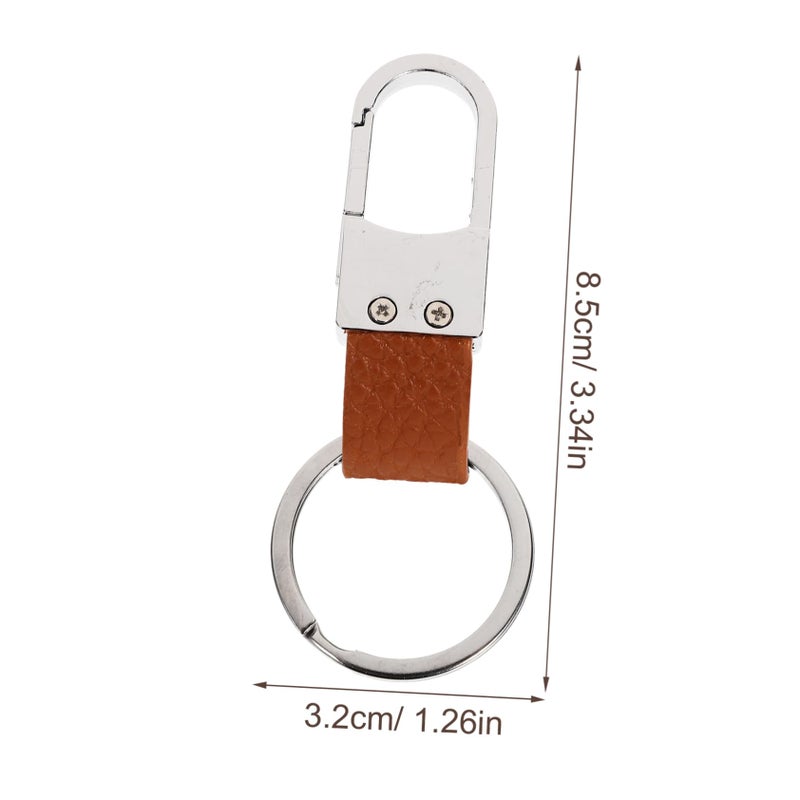 2 Pcs PU Leather Keychain Key Holder Organizer with Durable Rings for Family Friends - Image 3