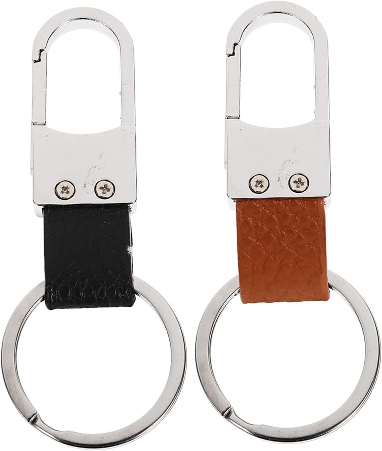 2 Pcs PU Leather Keychain Key Holder Organizer with Durable Rings for Family Friends - Image 1